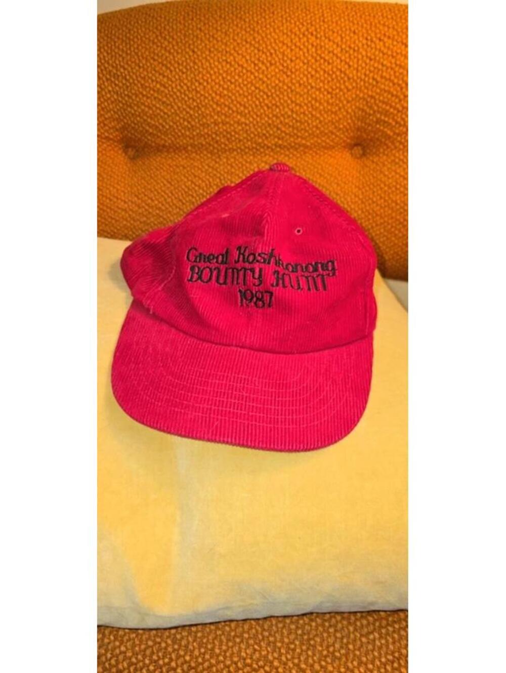 Vintage Red Corduroy Hat 80s